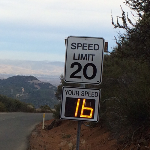 A speed limit sign on Mount Diablo